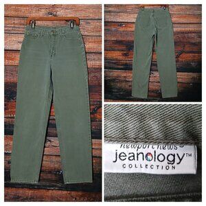 Newport News Jeanology Jeans 29X30 Vintage 90s Mom Style Olive Green